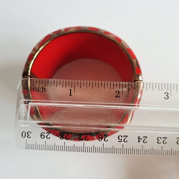 New Angelique De Paris 925 Gold Platted Red Clasp Wide Bracelet - Picture 8 of 16